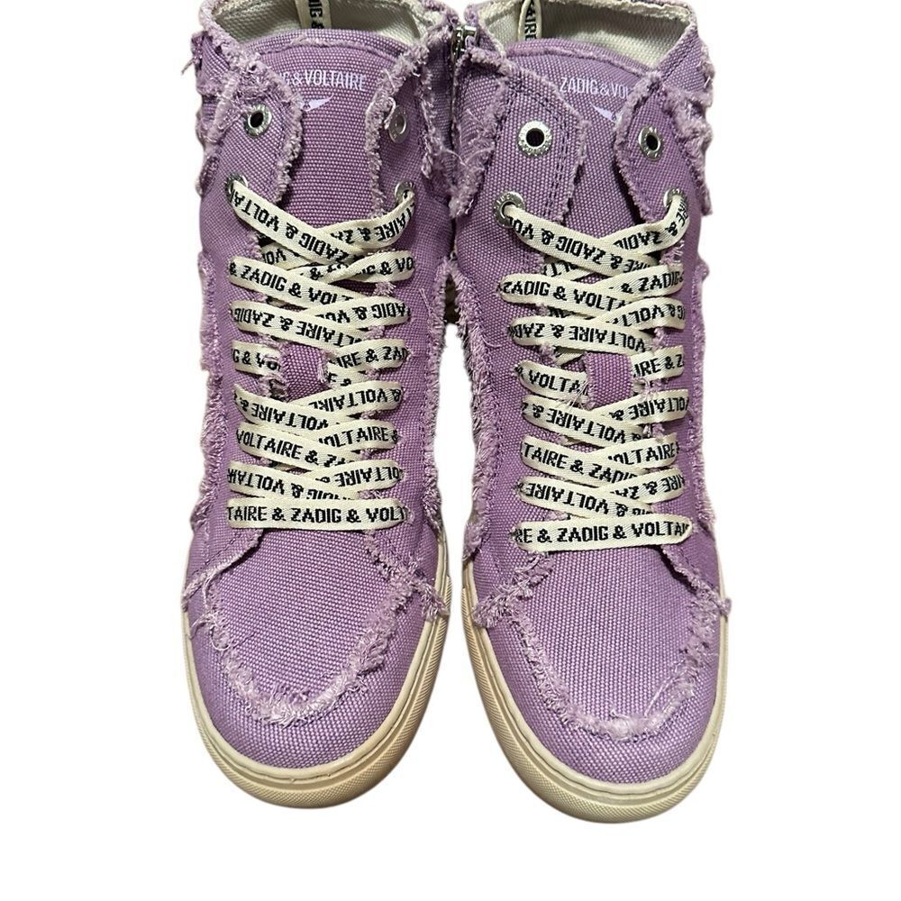 Zadig and Voltaire High Flash Canvas Boomerang Purple High Top Sneakers| Size 40 - Picture 14 of 15